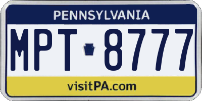 PA license plate MPT8777