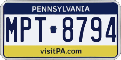 PA license plate MPT8794