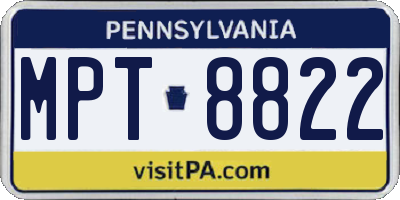 PA license plate MPT8822