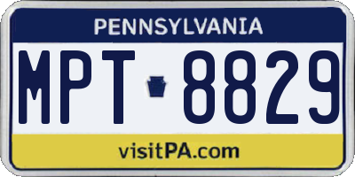 PA license plate MPT8829