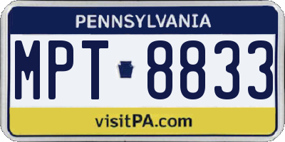 PA license plate MPT8833