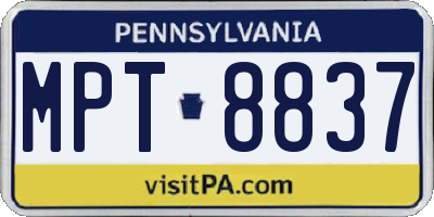 PA license plate MPT8837