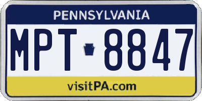 PA license plate MPT8847