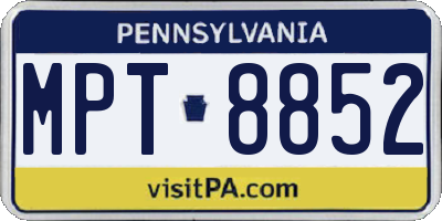 PA license plate MPT8852