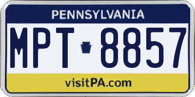 PA license plate MPT8857