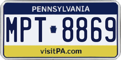 PA license plate MPT8869