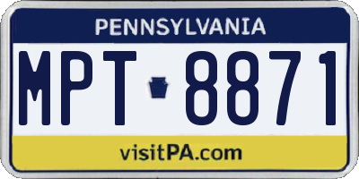 PA license plate MPT8871