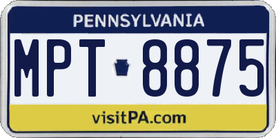 PA license plate MPT8875