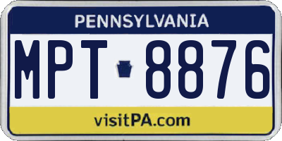 PA license plate MPT8876