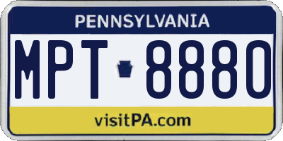 PA license plate MPT8880