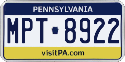 PA license plate MPT8922