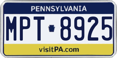 PA license plate MPT8925