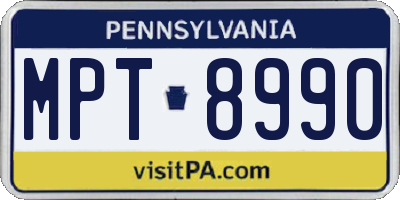 PA license plate MPT8990