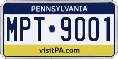 PA license plate MPT9001