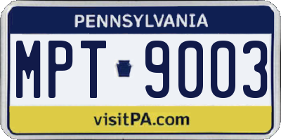 PA license plate MPT9003