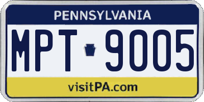 PA license plate MPT9005