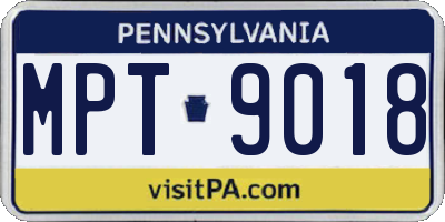 PA license plate MPT9018