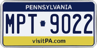 PA license plate MPT9022