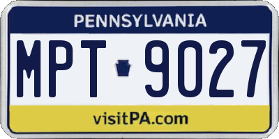 PA license plate MPT9027