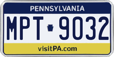 PA license plate MPT9032