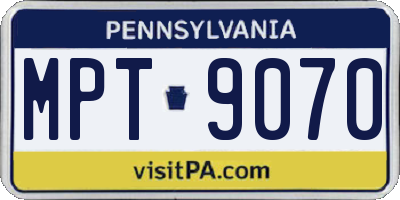 PA license plate MPT9070