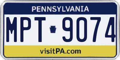 PA license plate MPT9074