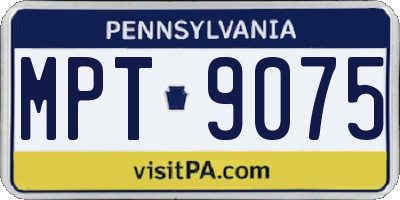 PA license plate MPT9075