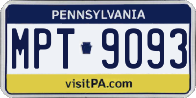 PA license plate MPT9093