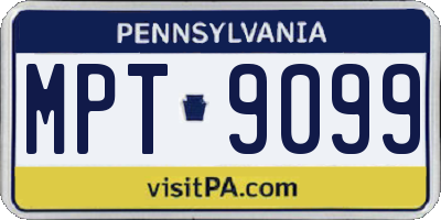 PA license plate MPT9099