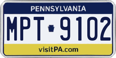 PA license plate MPT9102