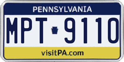 PA license plate MPT9110