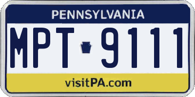PA license plate MPT9111