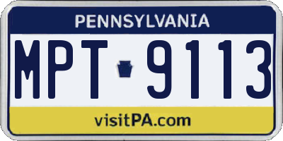 PA license plate MPT9113