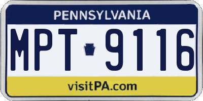 PA license plate MPT9116