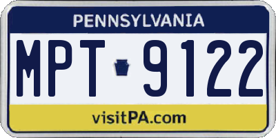 PA license plate MPT9122