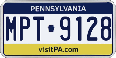 PA license plate MPT9128