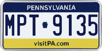 PA license plate MPT9135