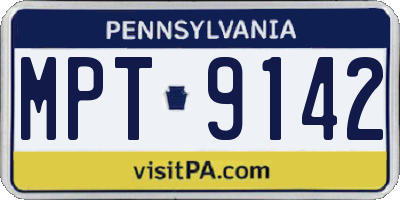 PA license plate MPT9142