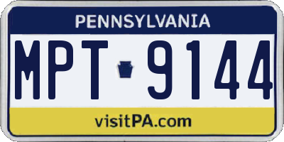 PA license plate MPT9144