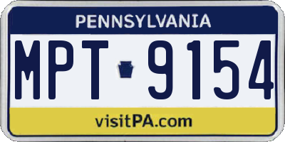 PA license plate MPT9154