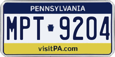 PA license plate MPT9204