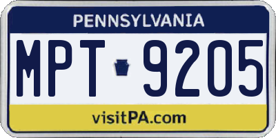 PA license plate MPT9205