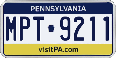PA license plate MPT9211