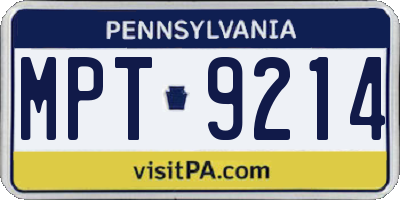 PA license plate MPT9214