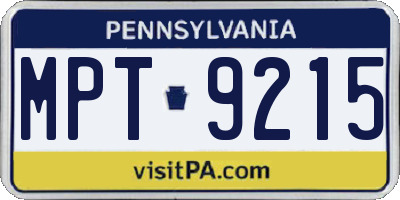 PA license plate MPT9215