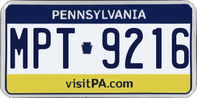 PA license plate MPT9216