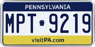 PA license plate MPT9219