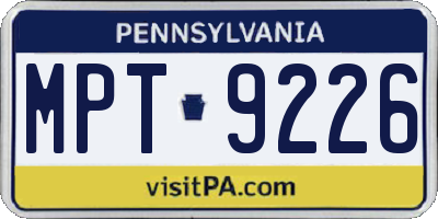 PA license plate MPT9226