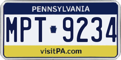 PA license plate MPT9234
