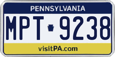 PA license plate MPT9238